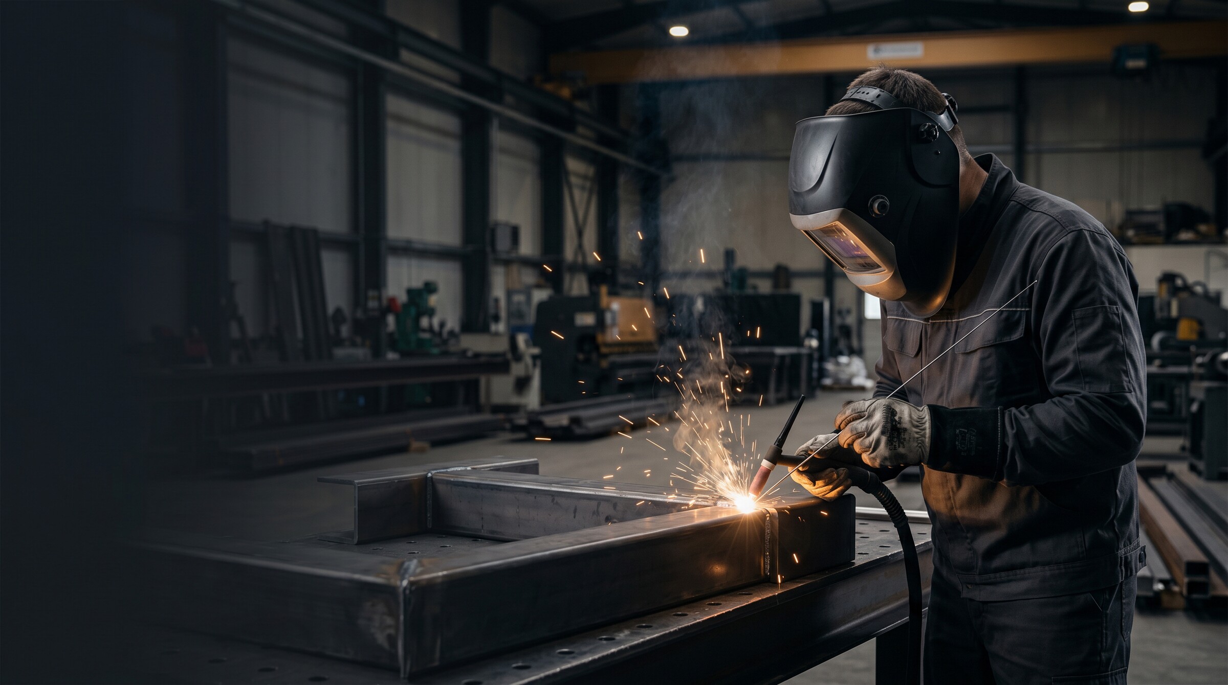 Industrieschweißer bei der Arbeit